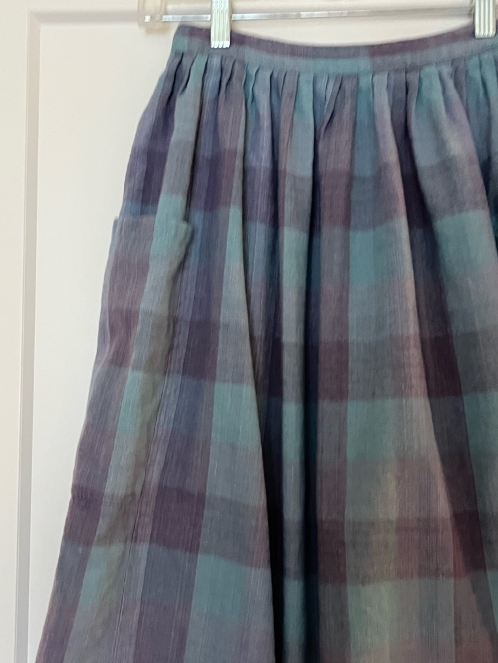 Vintage 100% Cotton Indian Madras Check Midi Skirt XS/S - Picture 3 of 6